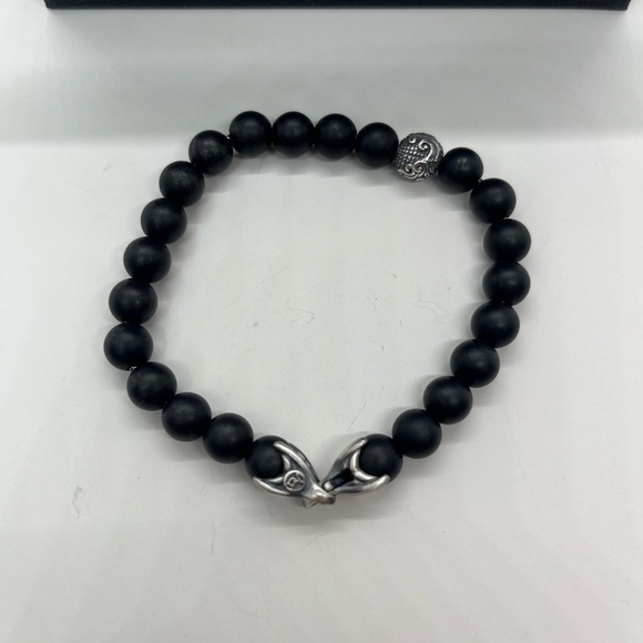 David Yurman black onyx spiritual bead bracelet with waves 8mm - Picture 2 of 6